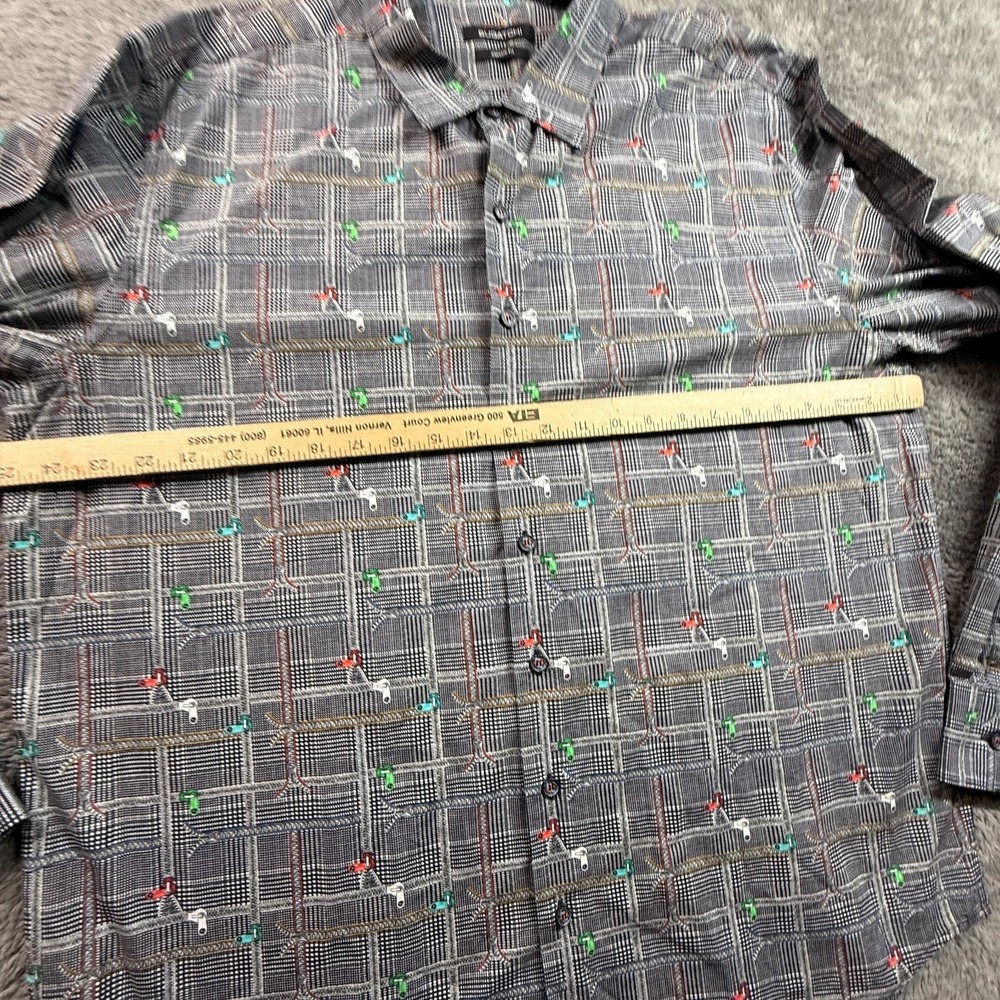 Bugatchi Mens XL Button Up Shirt Classic Fit Plaid Print Long Sleeve Cotton - Picture 7 of 7
